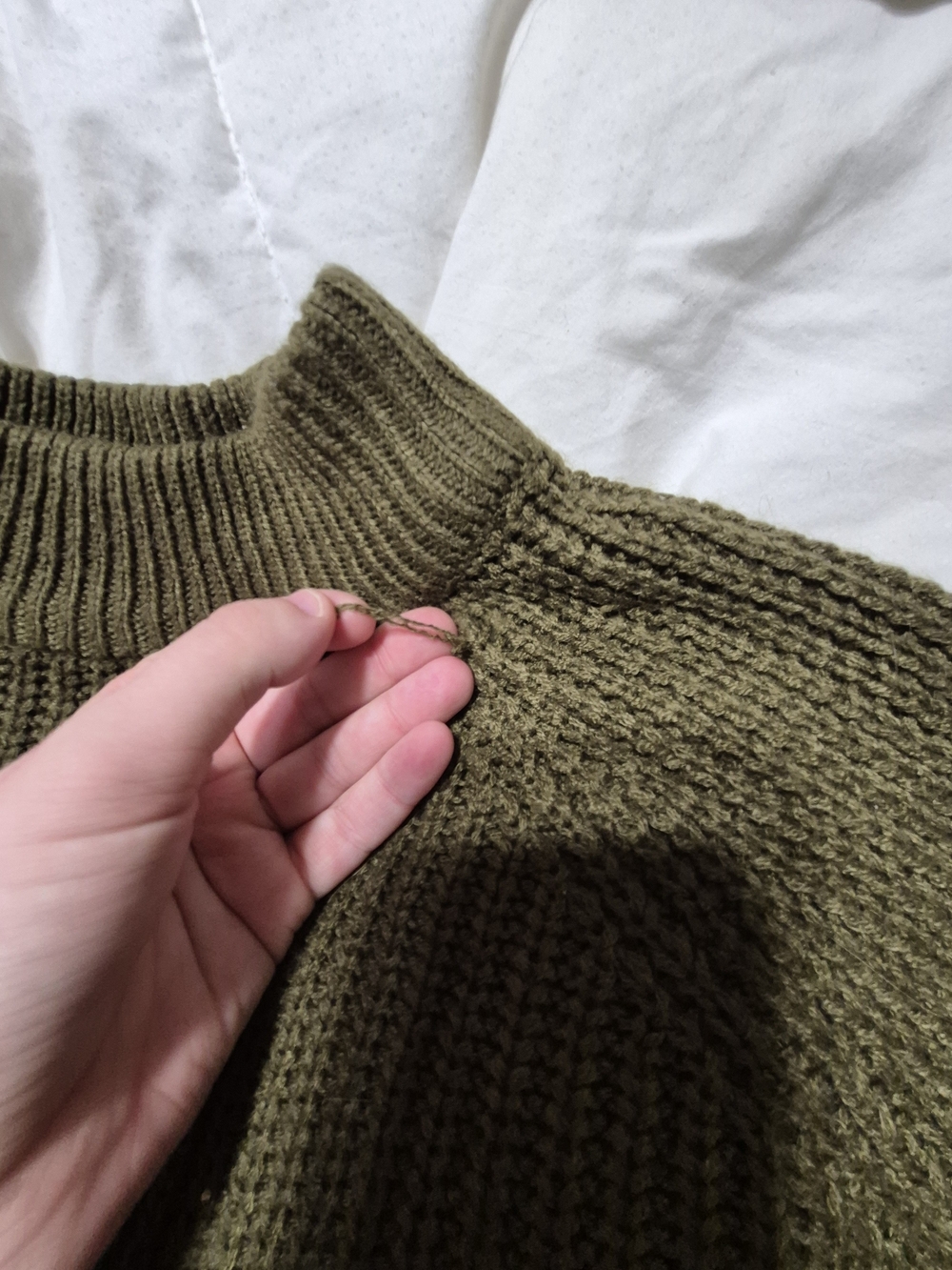 Olive Green Ribbed Knit Sweater - Women - Picture 3 of 4